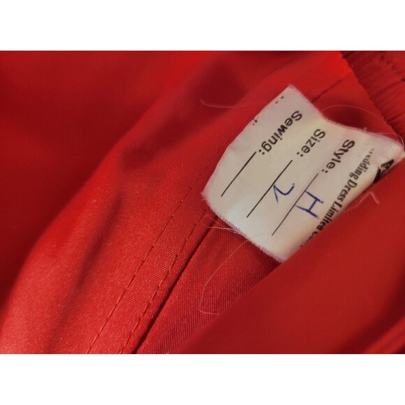 Red One Shoulder Chiffon Satin Trim Fit & Flare Wedding Prom Dress Size 2 - Picture 3 of 12